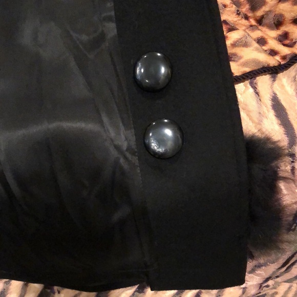 Belle Fare🖤Cashmere coat! fox fur trim! completely lined! black! 2 Pockets! XS/S - Picture 8 of 16